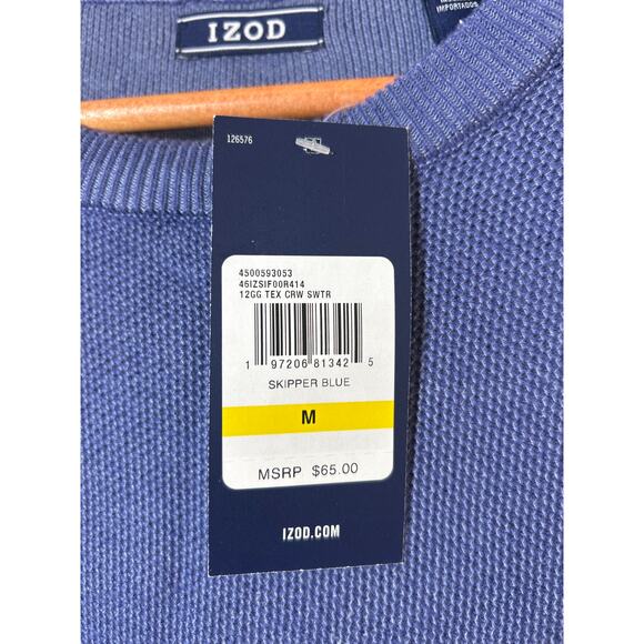 Izod Sweater Medium Blue NEW Tex Crew Neck Skipper Stretch - Picture 4 of 8